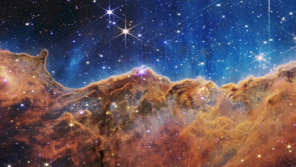Hot cosmic smoke and primordial gas cloud nebula representing the early cosmos in Quran and Space.